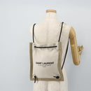 SAINT LAURENT Rucksack Umhängetasche Canvas Silber Beige Auth 179237A-21