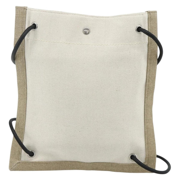 SAINT LAURENT Rucksack Umhängetasche Canvas Silber Beige Auth 179237A