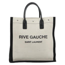 SAINT LAURENT Hand Bag Canvas Beige Silver Auth 179238A-13