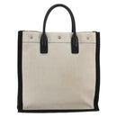 SAINT LAURENT Hand Bag Canvas Beige Silver Auth 179238A-2
