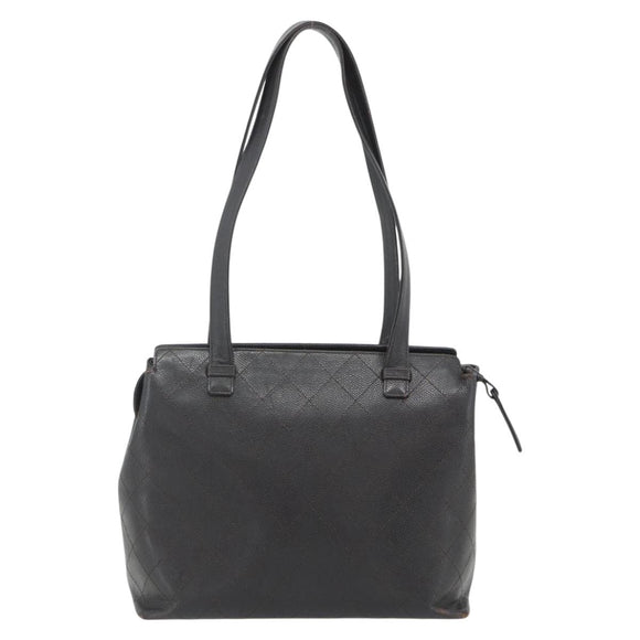 CHANEL Matelasse Tote Bag Caviar Skin Dark Brown Gold CC Auth 179241A