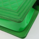CHANEL Matelasse Chain Shoulder Bag Patent leather Green CC Auth 179242-12