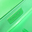 CHANEL Matelasse Chain Shoulder Bag Patent leather Green CC Auth 179242-18