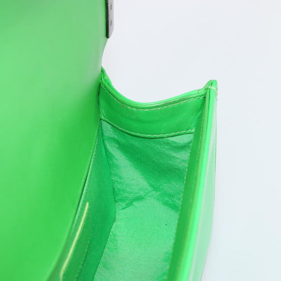 CHANEL Matelasse Chain Shoulder Bag Patent leather Green CC Auth 179242
