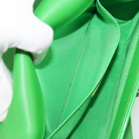 CHANEL Matelasse Chain Shoulder Bag Patent leather Green CC Auth 179242