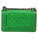 CHANEL Matelasse Chain Shoulder Bag Patent leather Green CC Auth 179242-3