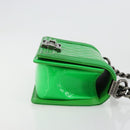 CHANEL Matelasse Chain Shoulder Bag Patent leather Green CC Auth 179242-4