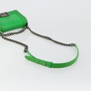 CHANEL Matelasse Chain Shoulder Bag Patent leather Green CC Auth 179242-7