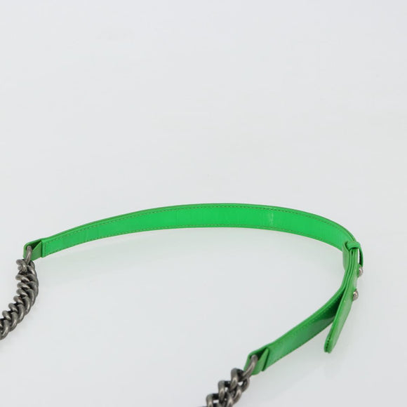 CHANEL Matelasse Chain Shoulder Bag Patent leather Green CC Auth 179242