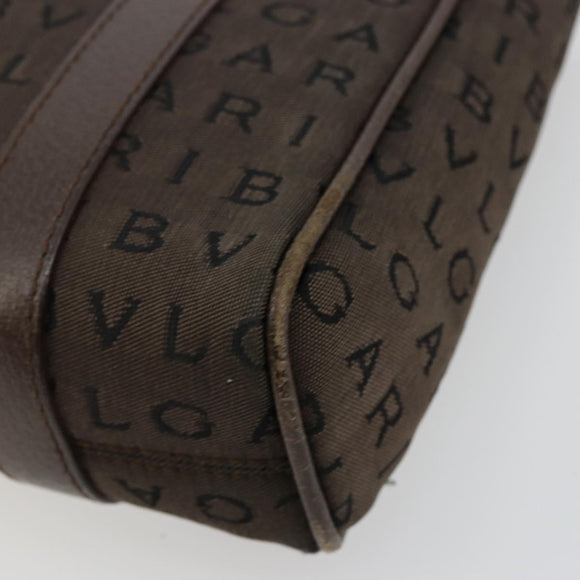 BVLGARI Logo Mania Hand Bag Canvas Brown Auth 179248A