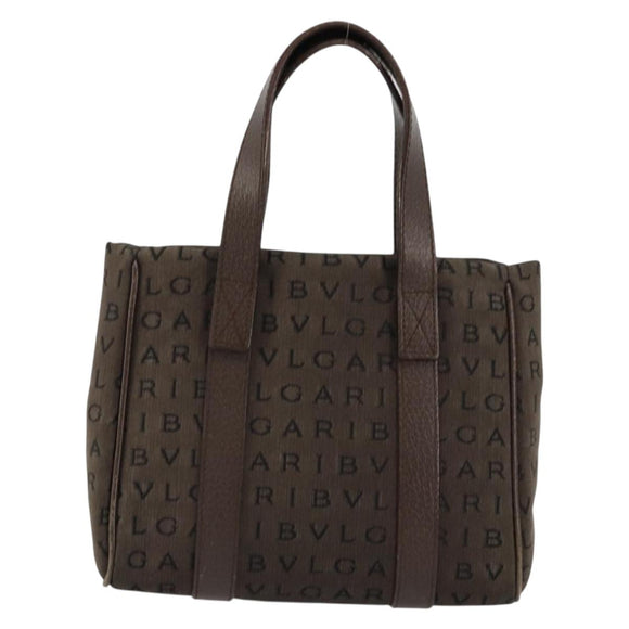 BVLGARI Logo Mania Hand Bag Canvas Brown Auth 179248A