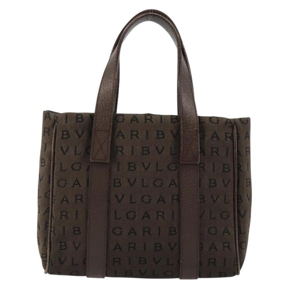 BVLGARI Logo Mania Hand Bag Canvas Brown Auth 179248A