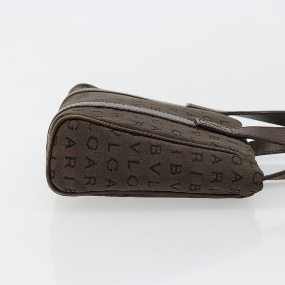 BVLGARI Logo Mania Hand Bag Canvas Brown Auth 179248A