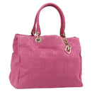 Christian Dior Lady Dior Hand Bag Canvas Pink Gold Auth 179251A-1