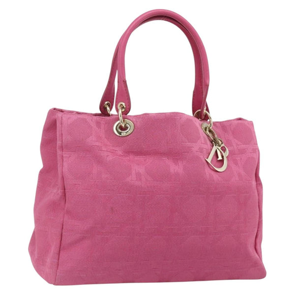 Christian Dior Lady Dior Hand Bag Canvas Pink Gold Auth 179251A