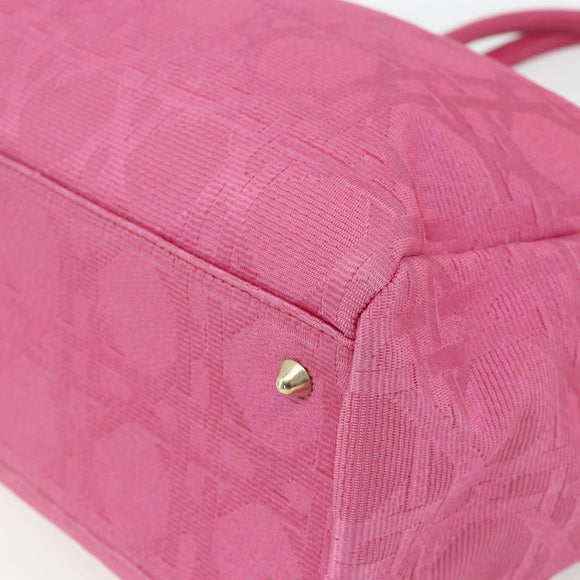 Christian Dior Lady Dior Hand Bag Canvas Pink Gold Auth 179251A