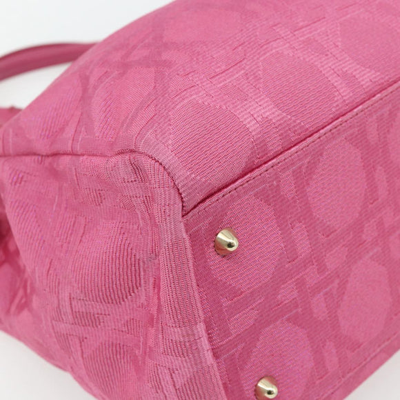 Christian Dior Lady Dior Hand Bag Canvas Pink Gold Auth 179251A