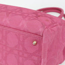 Christian Dior Lady Dior Hand Bag Canvas Pink Gold Auth 179251A-15