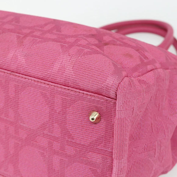 Christian Dior Lady Dior Hand Bag Canvas Pink Gold Auth 179251A