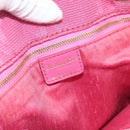 Christian Dior Lady Dior Hand Bag Canvas Pink Gold Auth 179251A-17