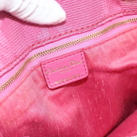 Christian Dior Lady Dior Hand Bag Canvas Pink Gold Auth 179251A