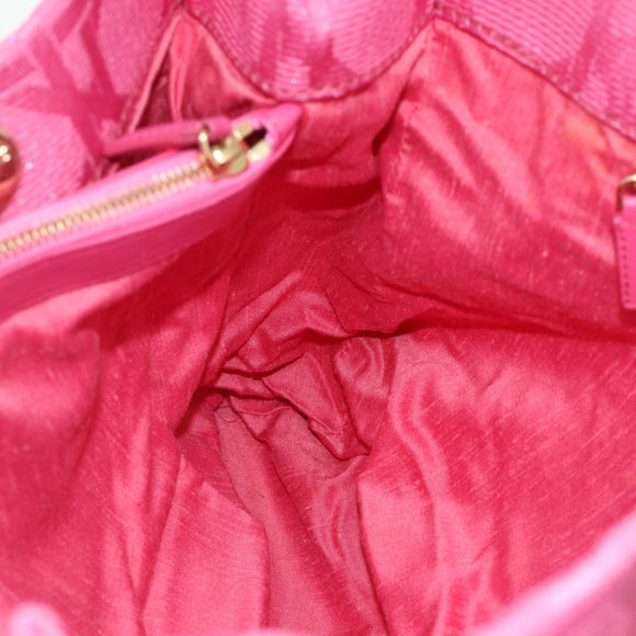 Christian Dior Lady Dior Hand Bag Canvas Pink Gold Auth 179251A