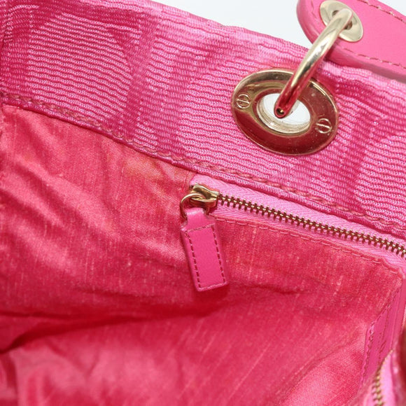 Christian Dior Lady Dior Hand Bag Canvas Pink Gold Auth 179251A