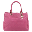 Christian Dior Lady Dior Hand Bag Canvas Pink Gold Auth 179251A-13