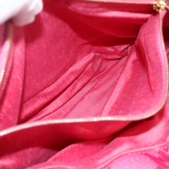 Christian Dior Lady Dior Hand Bag Canvas Pink Gold Auth 179251A