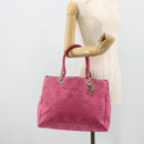Christian Dior Lady Dior Hand Bag Canvas Pink Gold Auth 179251A-26