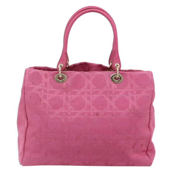 Christian Dior Lady Dior Hand Bag Canvas Pink Gold Auth 179251A