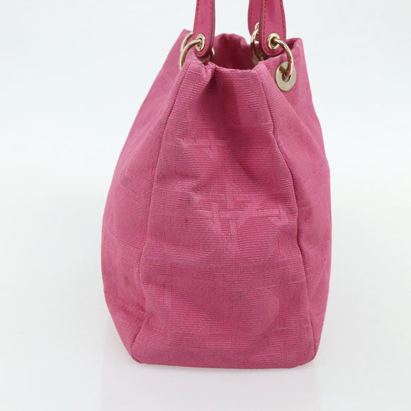 Christian Dior Lady Dior Hand Bag Canvas Pink Gold Auth 179251A