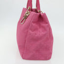 Christian Dior Lady Dior Hand Bag Canvas Pink Gold Auth 179251A-4