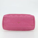 Christian Dior Lady Dior Hand Bag Canvas Pink Gold Auth 179251A-5