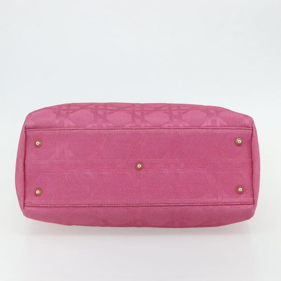 Christian Dior Lady Dior Hand Bag Canvas Pink Gold Auth 179251A