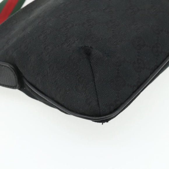 GUCCI Web Sherry Line GG Canvas Shoulder Bag Black Red Green 189749 Auth 179252