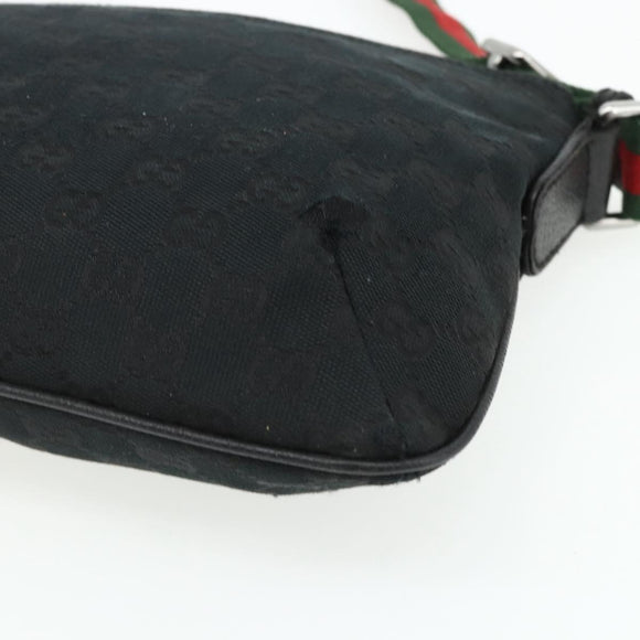 GUCCI Web Sherry Line GG Canvas Shoulder Bag Black Red Green 189749 Auth 179252