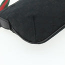 GUCCI Web Sherry Line GG Canvas Shoulder Bag Black Red Green 189749 Auth 179252-13