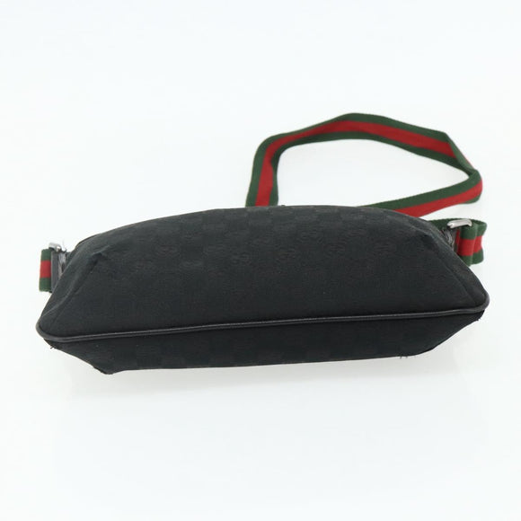 GUCCI Web Sherry Line GG Canvas Shoulder Bag Black Red Green 189749 Auth 179252