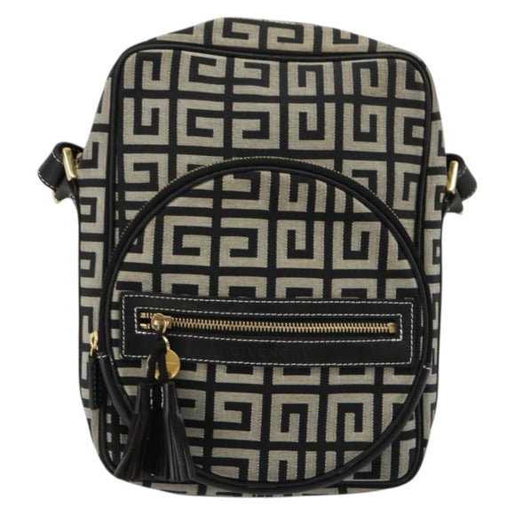 GIVENCHY Shoulder Bag Canvas Black Gold Auth 179253A