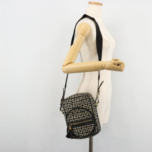 GIVENCHY Shoulder Bag Canvas Black Gold Auth 179253A