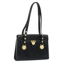 Gianni Versace Tote Bag Leather Black Gold Auth 179254A-1