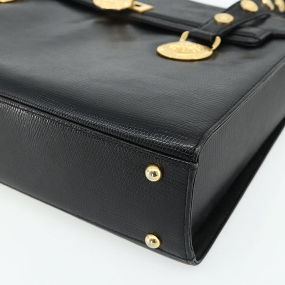 Gianni Versace Tote Bag Leather Black Gold Auth 179254A