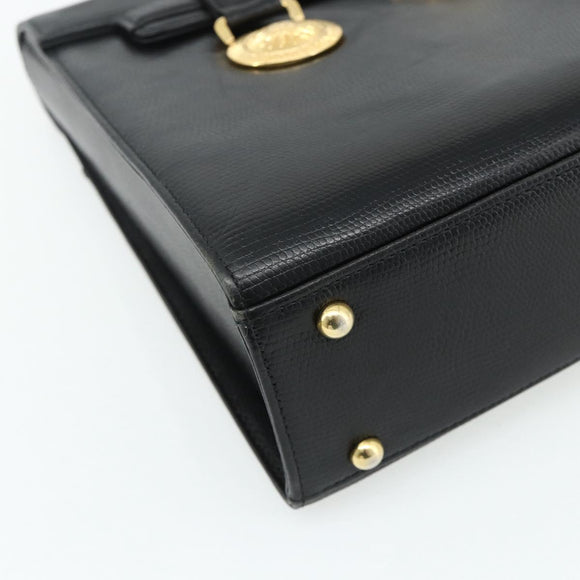 Gianni Versace Tote Bag Leather Black Gold Auth 179254A