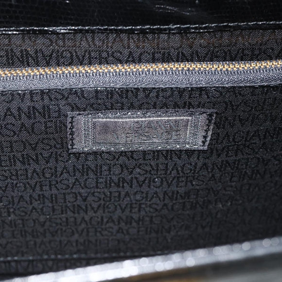 Gianni Versace Tote Bag Leather Black Gold Auth 179254A
