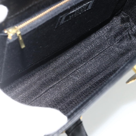 Gianni Versace Tote Bag Leather Black Gold Auth 179254A