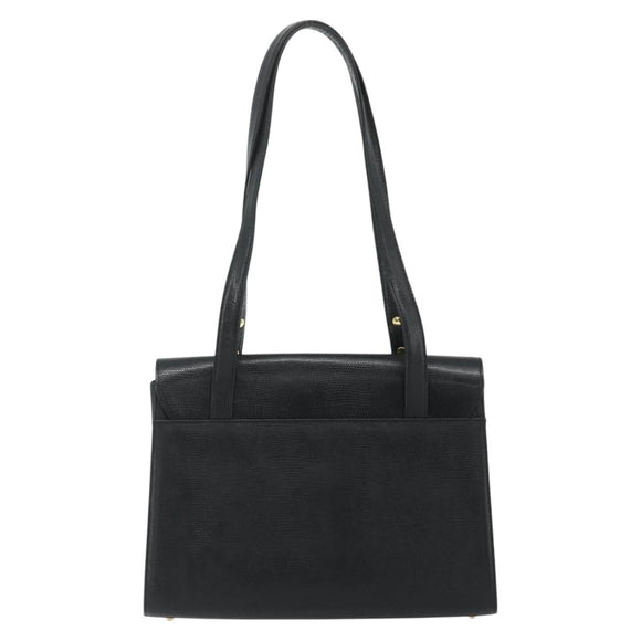 Gianni Versace Tote Bag Leather Black Gold Auth 179254A