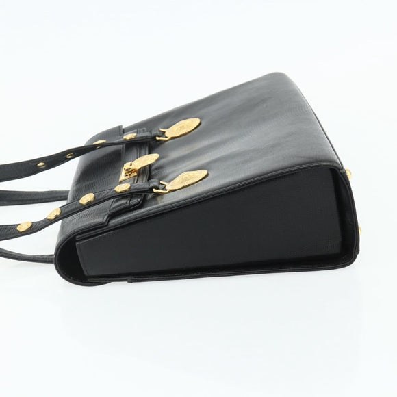 Gianni Versace Tote Bag Leather Black Gold Auth 179254A