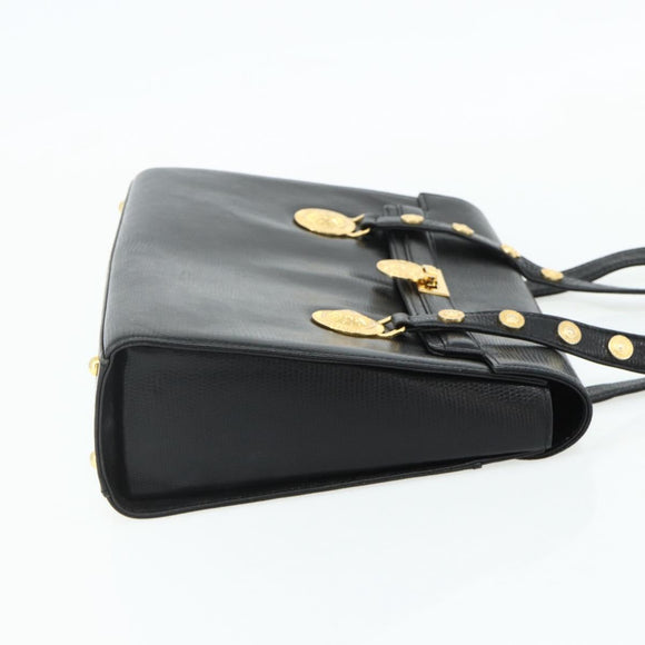 Gianni Versace Tote Bag Leather Black Gold Auth 179254A