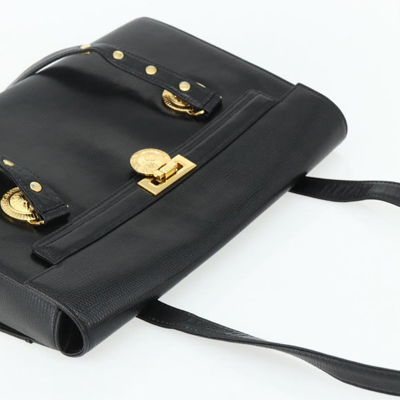 Gianni Versace Tote Bag Leather Black Gold Auth 179254A